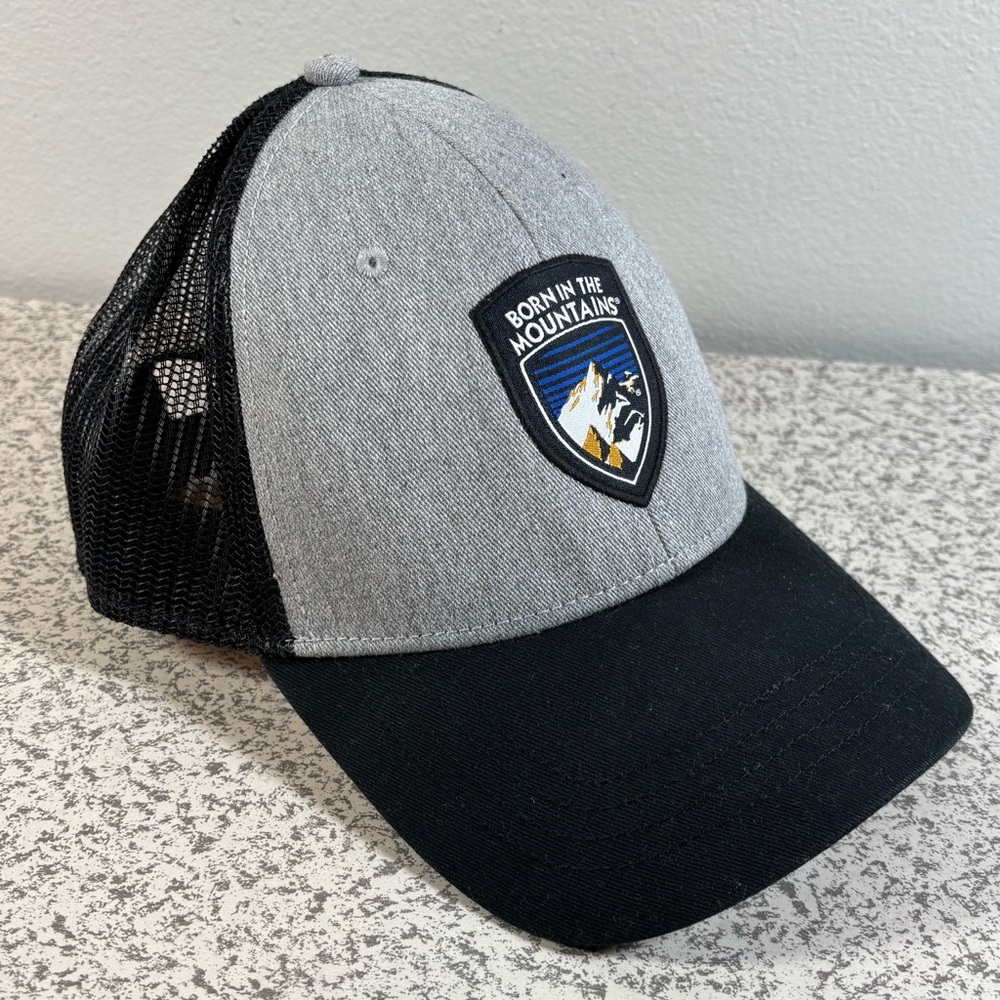Kuhl Mesh Trucker Hat Cap Adjustable Snapback Born in the Mountains Black Gray